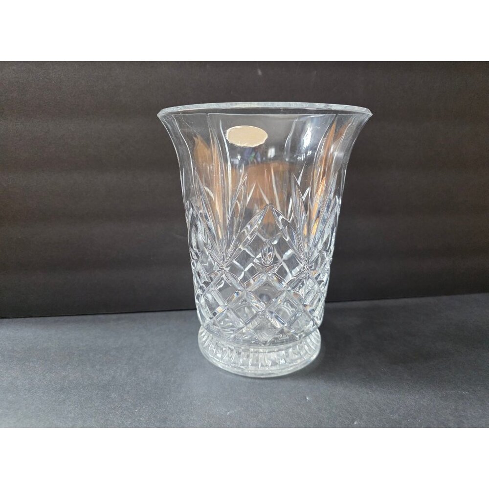 Deplomb Lead Crystal Vase 8" Tall Floral Diamond Design